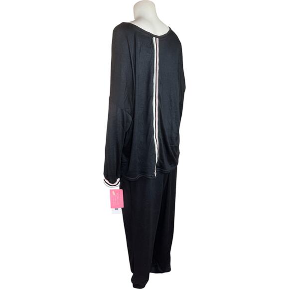 MUK LUKS Butterknit Crew Neck and Jogger Lounge Set Black 1X Comfort Pockets - Picture 12 of 16